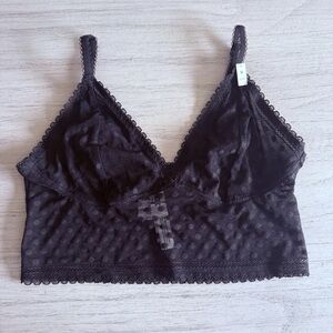 VS “Pink” Black Lace Triangle Bralette – Sz Med, Unlined, Adjustable Straps NWT
